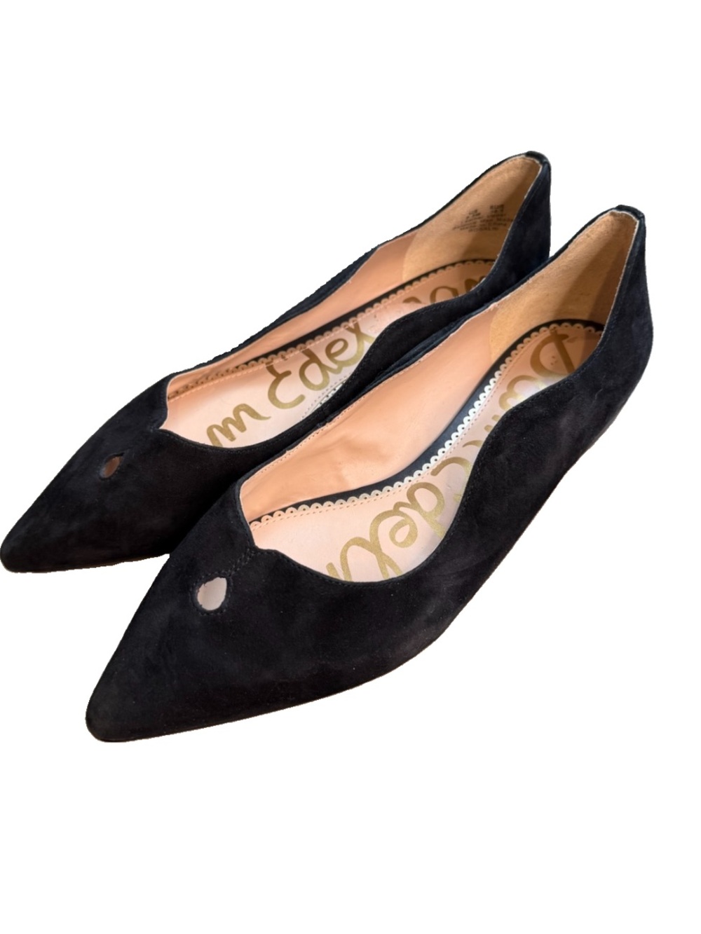 Sam Edelman Shoes Sz 8.5 Rosalie Casual Slip On Pointed Toe Flats Black Suede S6